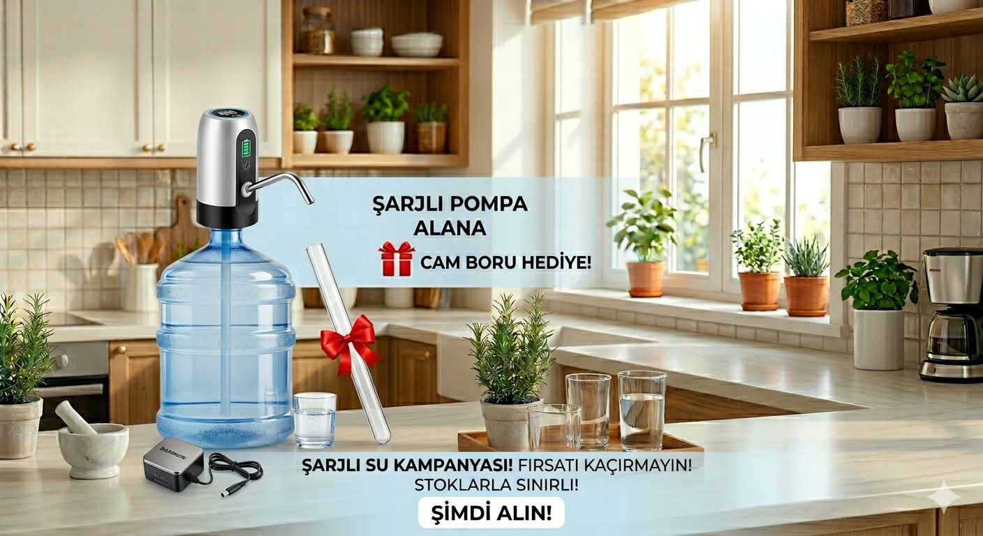 Katlanabilir Başlıklı Şarjlı Pompa + Cam Boru